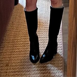 Seychelles Black Leather Knee-High Boots | Block Heel | Size 10 | Worn Once